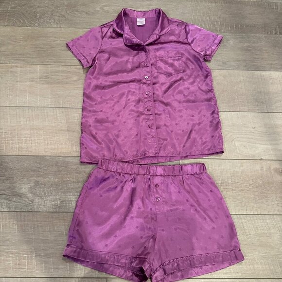 MORE THAN MAGIC GIRLS PURPLE STARTS SILKY PAJAMA SET LARGE 10/12 - Picture 1 of 7
